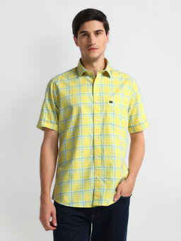 Arrow Sports - Tartan Check Cotton Yellow Casual Shirt