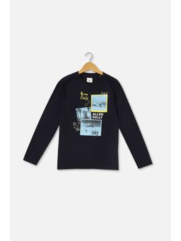 Allen Solly Junior - Boys Navy Regular Fit Graphic Print Crew Neck T-Shirt