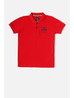 Allen Solly Junior - Boys Red Regular Fit Solid Collar Neck Polo T-Shirt