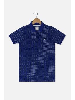Allen Solly Junior - Boys Blue Regular Fit Print Collar Neck Polo T-Shirt