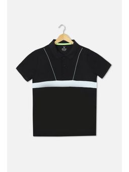 Allen Solly Junior - Boys Black Regular Fit Collar Neck Polo T-Shirt