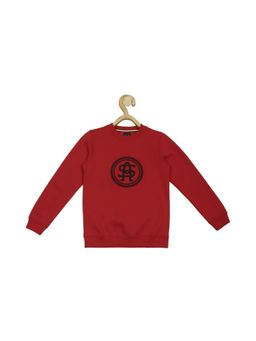 Allen Solly Junior - Boys Red Embroidered Regular Fit Sweatshirt