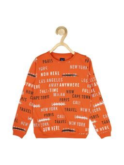 Allen Solly Junior - Boys Orange Print Regular Fit Sweatshirt