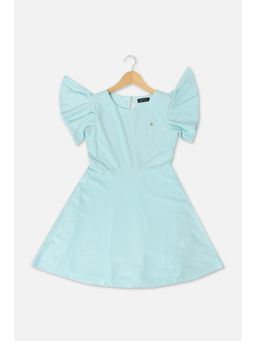 Allen Solly Junior - Girls Blue Solid Regular Fit Casual Frock