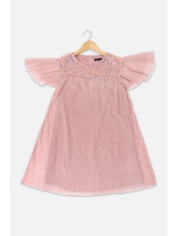 Allen Solly Junior - Girls Pink Embellished Regular Fit Party Frock