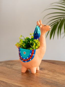 ExclusiveLane - Hopping Kangaroo Handmade Terracotta Table Planter Flower Pot Peach