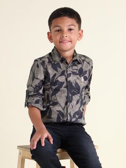 U.S. POLO ASSN. - Printed Brown Full Sleeves Collar Neck Shirt