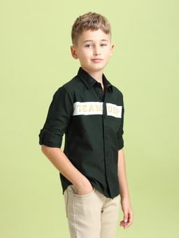 U.S. POLO ASSN. - Printed Green Full Sleeves Collar Neck Shirt