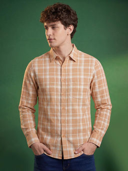 Being Human - Men Orange Pure Cotton Regular Fit Shirt