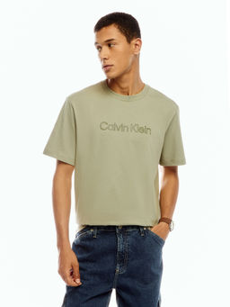 Calvin Klein - Men Green Cotton Relaxed Fit T-Shirt