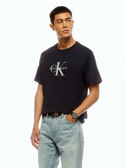 Calvin Klein - Men Navy Blue Cotton Relaxed Fit T-Shirt