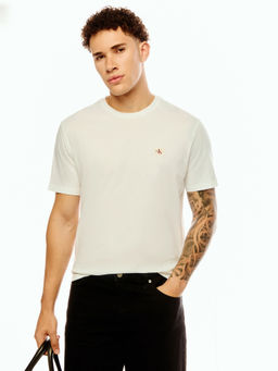 Calvin Klein - Men Off White Cotton Regular Fit T-Shirt