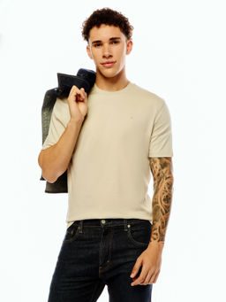 Calvin Klein - Men Off White Cotton Regular Fit T-Shirt