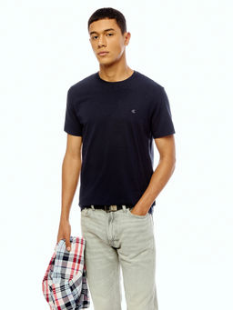 Calvin Klein - Men Navy Blue Cotton Slim Fit T-Shirt