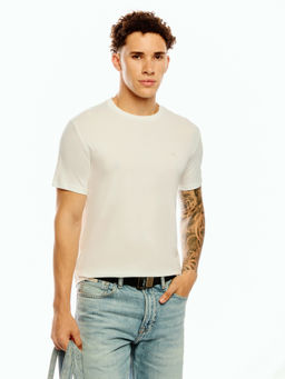 Calvin Klein - Men White Cotton Slim Fit T-Shirt