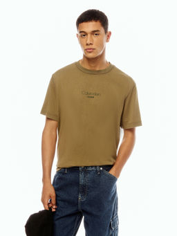Calvin Klein - Men Olive Cotton Relaxed Fit T-Shirt
