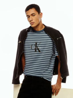 Calvin Klein - Men Blue Cotton Relaxed Fit T-Shirt