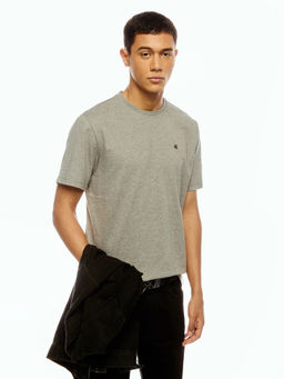 Calvin Klein - Men Grey Cotton Regular Fit T-Shirt