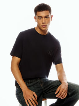 Calvin Klein - Men Navy Blue Cotton Relaxed Fit T-Shirt