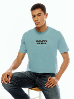 Calvin Klein - Men Blue Cotton Regular Fit T-Shirt