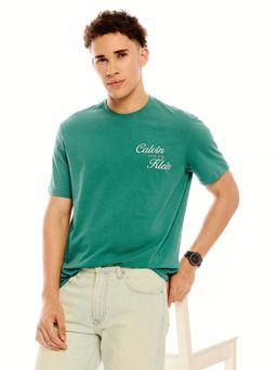 Calvin Klein - Men Green Cotton Regular Fit T-Shirt