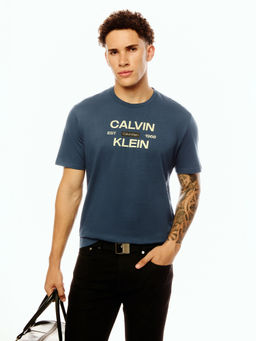 Calvin Klein - Men Blue Cotton Regular Fit T-Shirt
