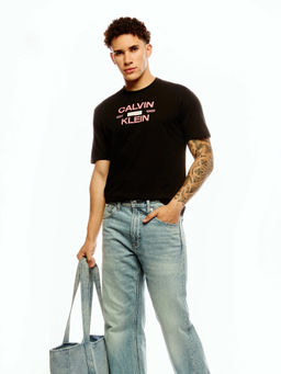 Calvin Klein - Men Black Cotton Regular Fit T-Shirt