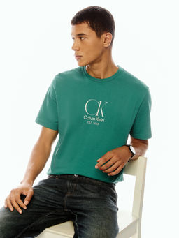 Calvin Klein - Men Green Cotton Regular Fit T-Shirt