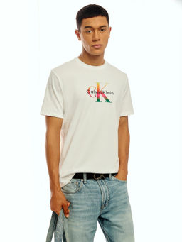 Calvin Klein - Men White Cotton Regular Fit T-Shirt