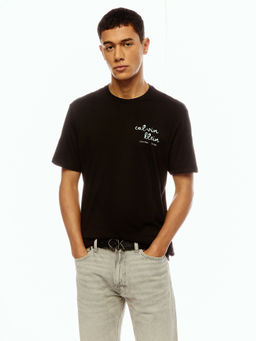 Calvin Klein - Men Black Cotton Regular Fit T-Shirt