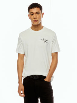 Calvin Klein - Men White Cotton Regular Fit T-Shirt