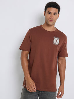 Ben Sherman - Men Brown Cotton Regular Fit T-Shirt