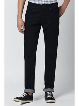 Peter England - Men Navy Blue Cotton Blend Slim Jeans