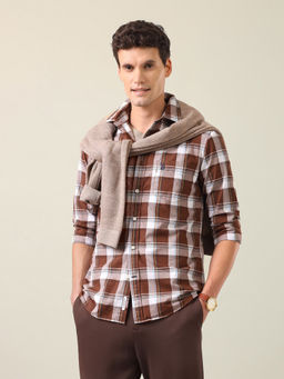 U.S. POLO ASSN. - Men Brown Cotton Tailored Fit Shirt