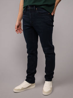 American Eagle - Men Navy Blue Cotton Blend Straight Jeans