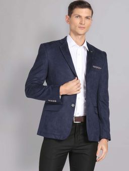 AD By Arvind - Navy Blue Solid Blazer