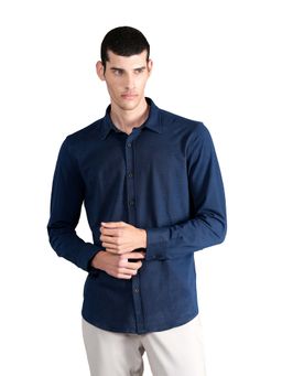 Cantabil - Navy Blue Self Design Shirt