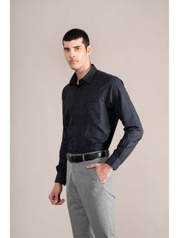 Cantabil - Navy Blue Self Design Shirt