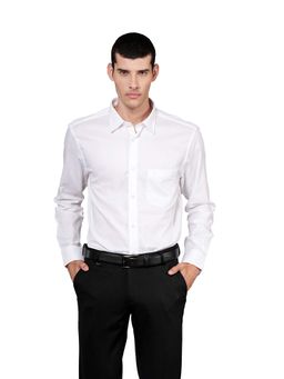 Cantabil - White Self Design Shirt