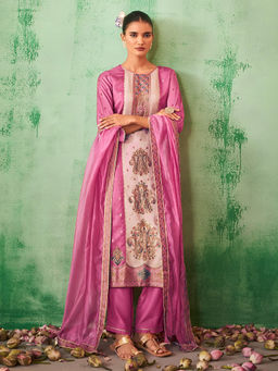 Janasya - Pink Jacquard Woven Kurta with Pant and Dupatta (Set of 3)