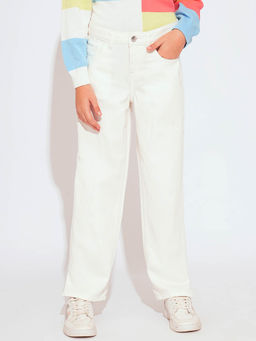 VERO MODA - White Solid Straight Jeans