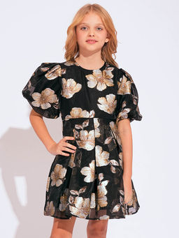 VERO MODA - Black Girls Floral Print Fit & Flare Dress