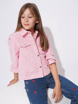 VERO MODA - Pink Allover Printed Boxy Shirt