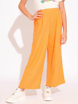 VERO MODA - Orange Solid Straight Wide Pant