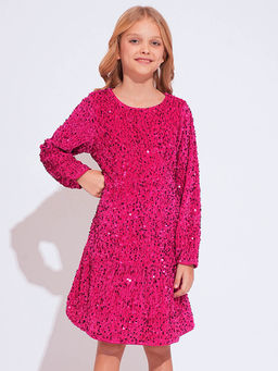 VERO MODA - Pink Girls Embellished A-Line Dress