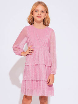 VERO MODA - Pink Girls Embellished Fit & Flare Dress