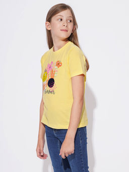 VERO MODA - Yellow Printed Regular T-Shirt
