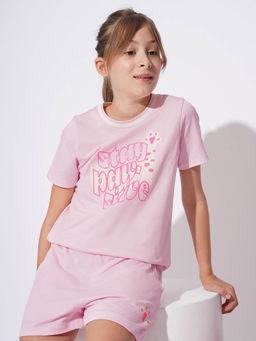 VERO MODA - Pink Typographic Regular T-Shirt