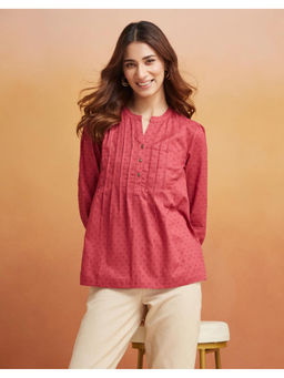 Fabindia - Red Cotton Self Design Top