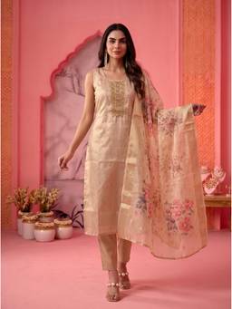 Mamicha - Beige Nazira Kurta with Pant and Dupatta
